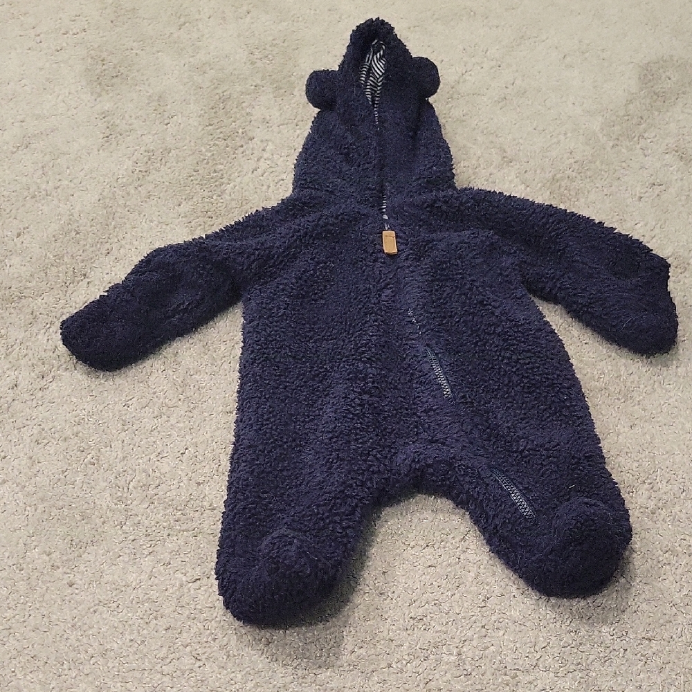 Carter's Blue Fleece Footies with Hood and Zipper